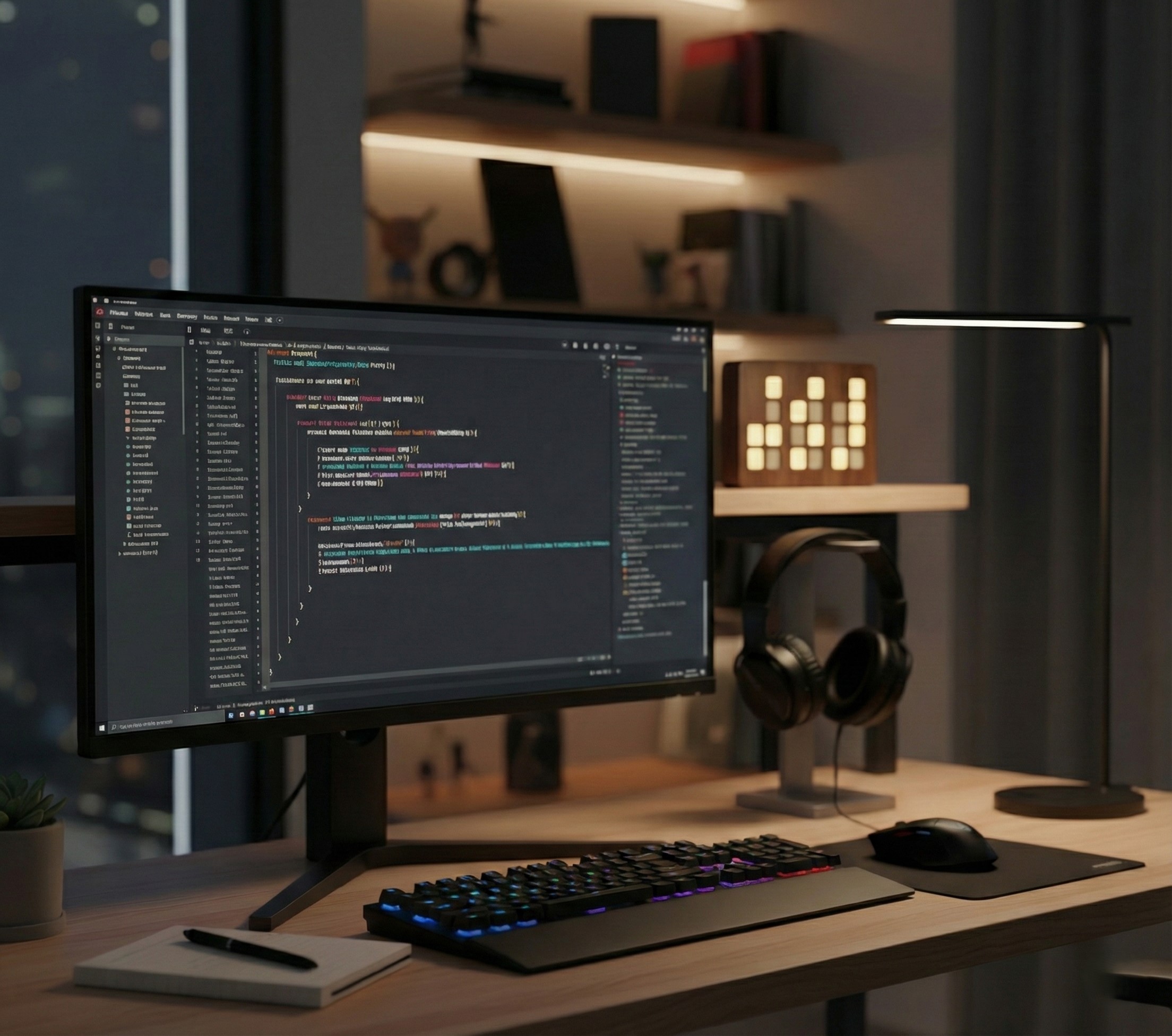 Binesse: the solid walnut binary desk clock — minimalist analog-inspired tech decor for curated desk setups and modern home offices